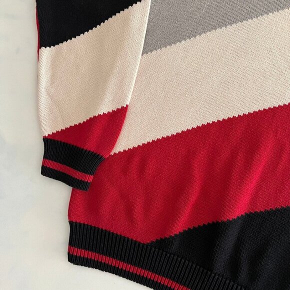 Fenn Wright Manson Color Block Cotton Knit Crewneck Oversized Sweater - Picture 3 of 8